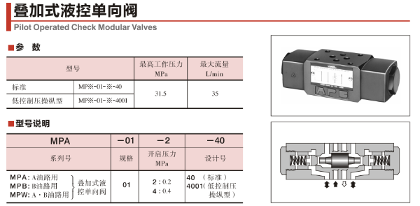油研疊加式液控單向閥MPB-01-2-70與MPB-01-4-70的原理、應用與比較